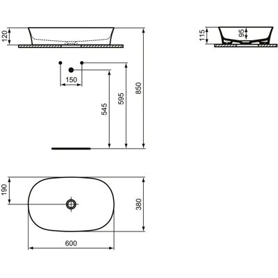 Ideal Standard E139601 Oval Aufsatzwaschbecken Ideal Standard E139601 Oval Aufsatzwaschbecken