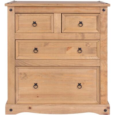 Core Pine 2+2 Drawer Chest - Rustic Storage Furniture Core Pine 2+2 Drawer Chest - Rustic Storage Furniture