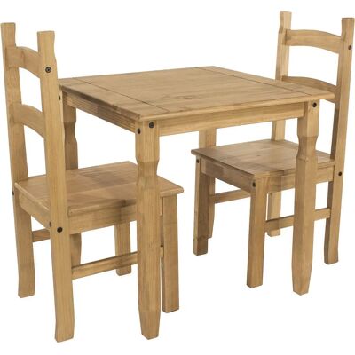 Core Corona Pine Square Dining Table & 2 Chairs - Antique Wax Finish Core Corona Pine Square Dining Table & 2 Chairs - Antique Wax Finish