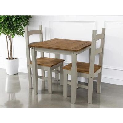 Core Corona Grey and Pine Square Dining Table & 2 Chairs Core Corona Grey and Pine Square Dining Table & 2 Chairs