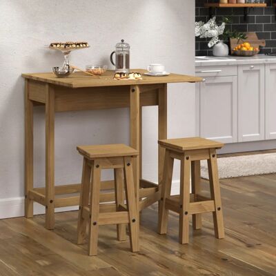 Core Corona Pine Space-Saving Drop Leaf Table & 2 Stools Core Corona Pine Space-Saving Drop Leaf Table & 2 Stools