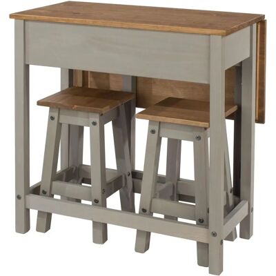 Azusa Grey Drop Leaf Extending Table & 2 Stools - Dining Table Set Azusa Grey Drop Leaf Extending Table & 2 Stools - Dining Table Set