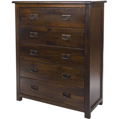 Core Boston 5 Drawer Dark Antique Pine Wooden Chest of Drawers - Chest of Drawers Core Boston 5 Drawer Dark Antique Pine Wooden Chest of Drawers - Chest of Drawers