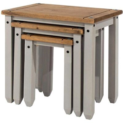 Azusa Grey Nest of Tables - Antique Modern Grey Wax Set Azusa Grey Nest of Tables - Antique Modern Grey Wax Set