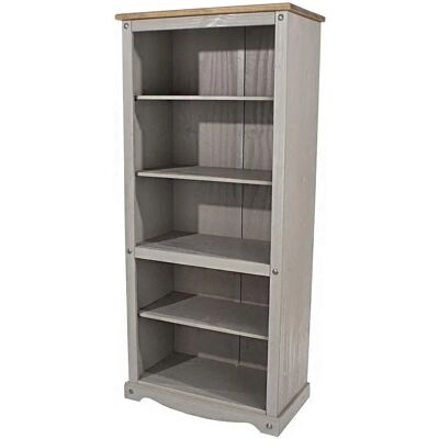 Azusa Grey Tall Bookcase - Antique & Grey Wax Finish - Easy Assembly Azusa Grey Tall Bookcase - Antique & Grey Wax Finish - Easy Assembly
