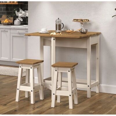 Core Corona White Pine Drop Leaf Table & 2 Stools Core Corona White Pine Drop Leaf Table & 2 Stools