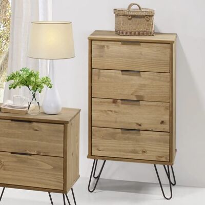 Core Augusta 4 Drawer Narrow Chest - Rustic Pine Core Augusta 4 Drawer Narrow Chest - Rustic Pine