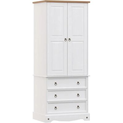 Core White Pine Wardrobe with Drawers & Hanging Space - Wardrobe Core White Pine Wardrobe with Drawers & Hanging Space - Wardrobe