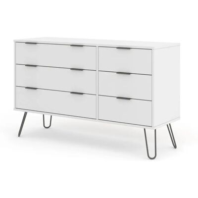 Core Augusta White 3+3 Drawer Wide Chest - Chest of Drawers Core Augusta White 3+3 Drawer Wide Chest - Chest of Drawers