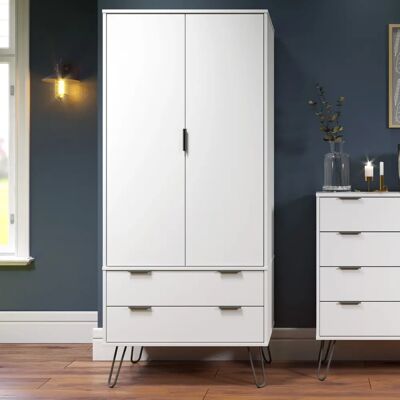 Core Augusta White 2 Door 2 Drawer Wardrobe - Wardrobe Core Augusta White 2 Door 2 Drawer Wardrobe - Wardrobe