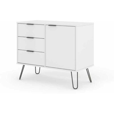 Core Augusta White Small Sideboard - 1 Door, 3 Drawers Core Augusta White Small Sideboard - 1 Door, 3 Drawers