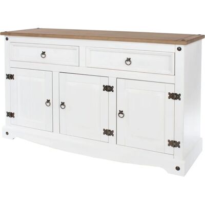Core Corona White Sideboard - Solid Pine, 3 Doors & 2 Drawers Core Corona White Sideboard - Solid Pine, 3 Doors & 2 Drawers