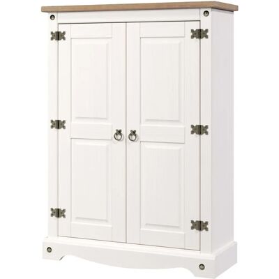 Home Source Corona Painted Pine 2 Door White Cupboard - Storage Furniture Home Source Corona Painted Pine 2 Door White Cupboard - Storage Furniture