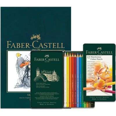 Faber-Castell Polychromos 12 - A4 - Tin - Art set Faber-Castell Polychromos 12 - A4 - Tin - Art set