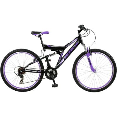 Boss Venom 26'' Womens Full Suspension Mountain Bike - 21 Speed Shimano Gears Boss Venom 26'' Womens Full Suspension Mountain Bike - 21 Speed Shimano Gears