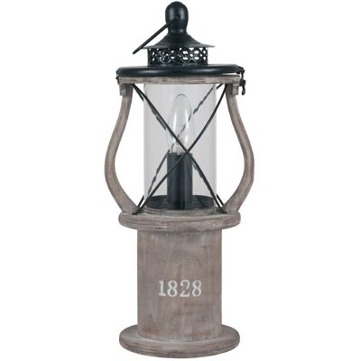 Pacific Lifestyle Gibson Wood Lantern Table Lamp - Antique Wood Decor Pacific Lifestyle Gibson Wood Lantern Table Lamp - Antique Wood Decor