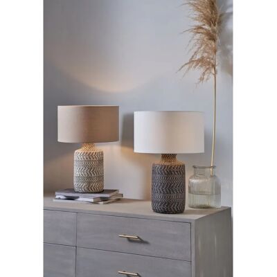 Pacific Lifestyle Atouk Textured Natural and Black Stoneware Table Lamp - Table Lamp Pacific Lifestyle Atouk Textured Natural and Black Stoneware Table Lamp - Table Lamp