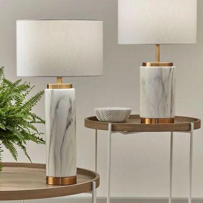 Pacific Lifestyle - Carrara Marble Effect and Brass Ceramic Tall Table Lamp Pacific Lifestyle - Carrara Marble Effect and Brass Ceramic Tall Table Lamp