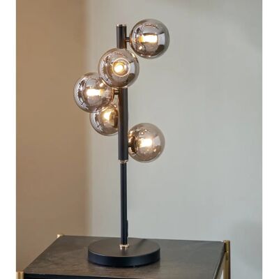 Pacific Lifestyle Blair Smoke Glass Ball and Black Metal Table Lamp - Table Lamp Pacific Lifestyle Blair Smoke Glass Ball and Black Metal Table Lamp - Table Lamp
