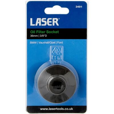Llave de cubo de filtro de aceite Laser Tools - 36mm, 3/8" - Duradera Llave de cubo de filtro de aceite Laser Tools - 36mm, 3/8" - Duradera
