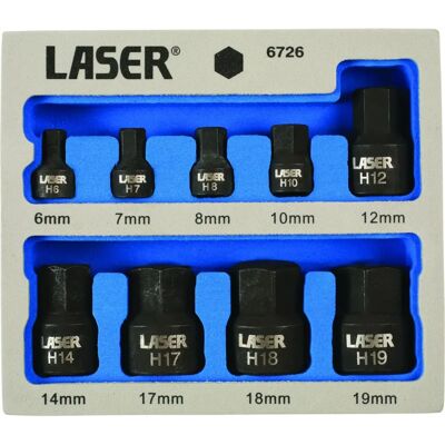 Laser Tools 6726 Zestaw nasadek sześciokątnych - Argento - Niski profil Laser Tools 6726 Zestaw nasadek sześciokątnych - Argento - Niski profil