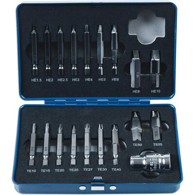 Ensemble d'extracteurs Laser Tools 19 pièces pour raccords Torx Hex - Ensemble d'extracteurs Ensemble d'extracteurs Laser Tools 19 pièces pour raccords Torx Hex - Ensemble d'extracteurs
