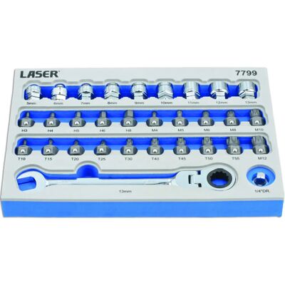 Laser 7799 Low Profile Socket Set - 31 Pieces - UK Laser 7799 Low Profile Socket Set - 31 Pieces - UK