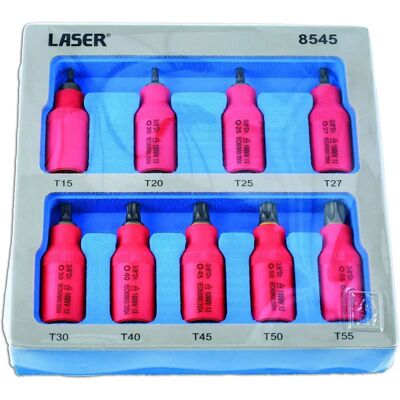 Laser Tools Isoliertes Torx Stern Bit Steckschlüsselsatz 3/8"D 9 Stück Laser Tools Isoliertes Torx Stern Bit Steckschlüsselsatz 3/8"D 9 Stück