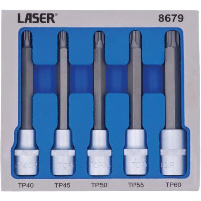 Laser Tools Lange Serie Torx Plus Steckschlüssel-Set - 1/2"D 5er Laser Tools Lange Serie Torx Plus Steckschlüssel-Set - 1/2"D 5er