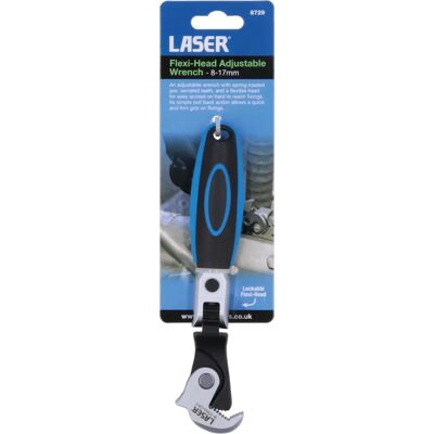 Laser Tools 8729 Adjustable Wrench - Flexible Head - 8-17mm Laser Tools 8729 Adjustable Wrench - Flexible Head - 8-17mm