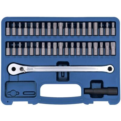 Laser Tools 8770 Low Profile Ratchet & Hex, Star, Spline & Ribe Bit Set - Tool Set Laser Tools 8770 Low Profile Ratchet & Hex, Star, Spline & Ribe Bit Set - Tool Set