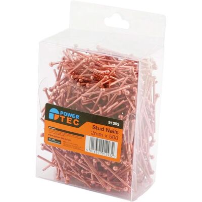 Power-Tec Copper Coated Steel Stud Nails - 2.0mm - 500pc - Stud Nails 2.0mm 500pc 91293 Power-Tec Copper Coated Steel Stud Nails - 2.0mm - 500pc - Stud Nails 2.0mm 500pc 91293