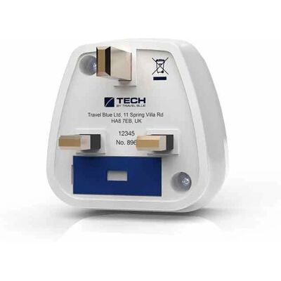 Adaptador de Enchufe Travel Blue - Reino Unido y Europa - Blanco Adaptador de Enchufe Travel Blue - Reino Unido y Europa - Blanco