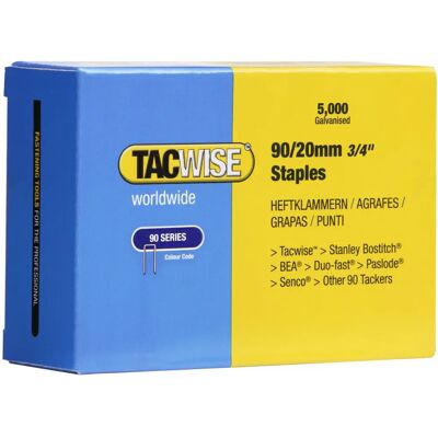 Tacwise Model 0307 - 20mm Narrow Crown Staples for Wood - Nails & Staples Tacwise Model 0307 - 20mm Narrow Crown Staples for Wood - Nails & Staples