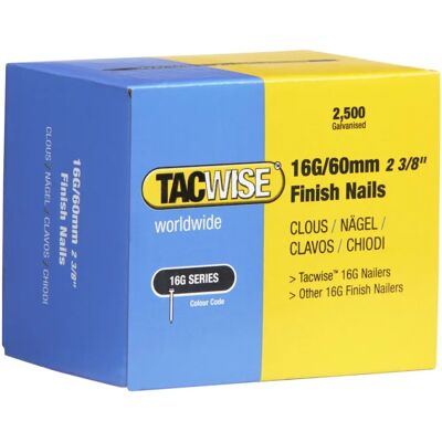 TACWISE 0300 Fertigstellungsnägel - 16G, 60mm, Packung 2500 TACWISE 0300 Fertigstellungsnägel - 16G, 60mm, Packung 2500
