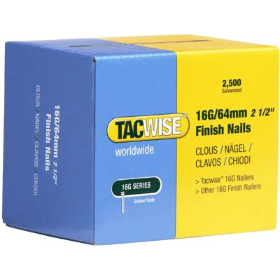 Chiodi di finitura Tacwise 16G 64mm - 2500 pezzi Chiodi di finitura Tacwise 16G 64mm - 2500 pezzi