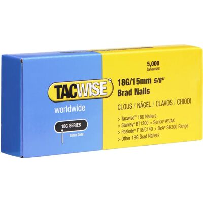 Ganchos Tacwise 0394 18G/15mm - Alto Volume de Acabamento Ganchos Tacwise 0394 18G/15mm - Alto Volume de Acabamento