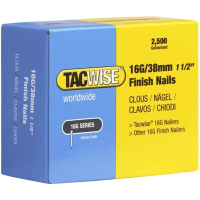 Pregos de acabamento Tacwise 16 gauge 38mm - Pregos de acabamento Pregos de acabamento Tacwise 16 gauge 38mm - Pregos de acabamento