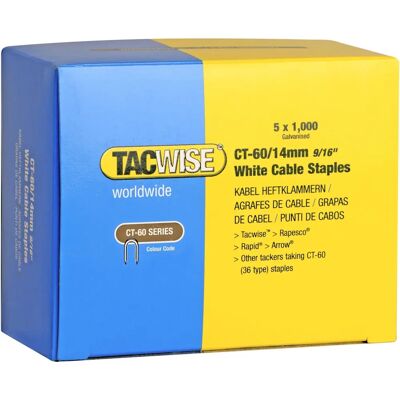 Tacwise CT-60/14mm Weiße Kabelklammern - Kabelklemmen Tacwise CT-60/14mm Weiße Kabelklammern - Kabelklemmen