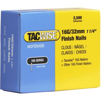 Tacwise 16 Gauge Fertig Nägel 32mm Pack 2500 Tacwise 16 Gauge Fertig Nägel 32mm Pack 2500