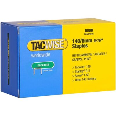 Tacwise 0341 Heavy Duty Galvanised Staples - 8mm Pack of 5000 Tacwise 0341 Heavy Duty Galvanised Staples - 8mm Pack of 5000