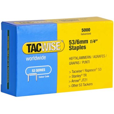 Tacwise 0331 53/6mm verzinkte Klammern - 5000 Stück Tacwise 0331 53/6mm verzinkte Klammern - 5000 Stück