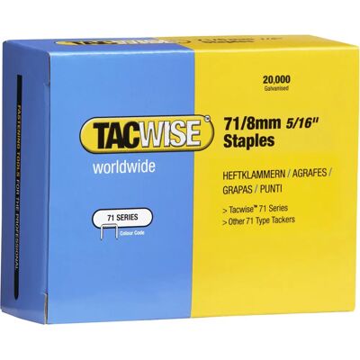Tacwise Tipo 71 - Grampões de 8 mm Zincados - Caixa de 20000 Tacwise Tipo 71 - Grampões de 8 mm Zincados - Caixa de 20000
