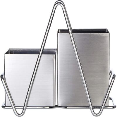 Caddy à couverts en acier inoxydable Premier Housewares - Double compartiments - Publicité Caddy à couverts en acier inoxydable Premier Housewares - Double compartiments - Publicité