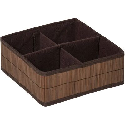Premier Housewares KANKY Caja de almacenamiento marrón oscuro de 4 secciones - Caja de almacenamiento Premier Housewares KANKY Caja de almacenamiento marrón oscuro de 4 secciones - Caja de almacenamiento