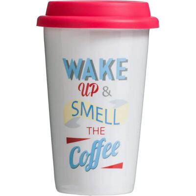 Gobelet de voyage Wake Up - 330ml Blanc Rouge Gobelet de voyage Wake Up - 330ml Blanc Rouge