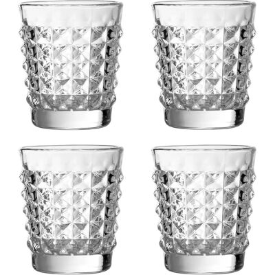 Set di 4 bicchieri di vetro trasparente a forma di piramide - Bicchieri Set di 4 bicchieri di vetro trasparente a forma di piramide - Bicchieri