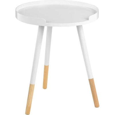 Premier Housewares Viborg White and Natural Round Side Table - Side Table Premier Housewares Viborg White and Natural Round Side Table - Side Table