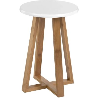 Premier Housewares Weiß und Natur Bambus Runder Hocker - Hocker Premier Housewares Weiß und Natur Bambus Runder Hocker - Hocker