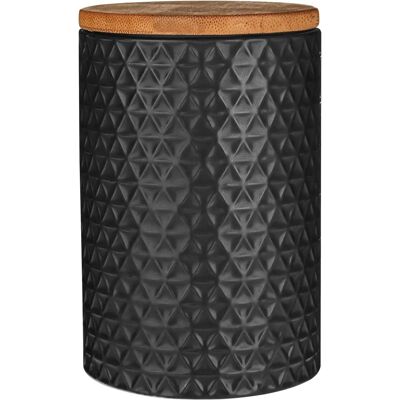 Contenant Premier Housewares Triangle Noir Mat avec Couvercle en Bambou - Contenant Contenant Premier Housewares Triangle Noir Mat avec Couvercle en Bambou - Contenant